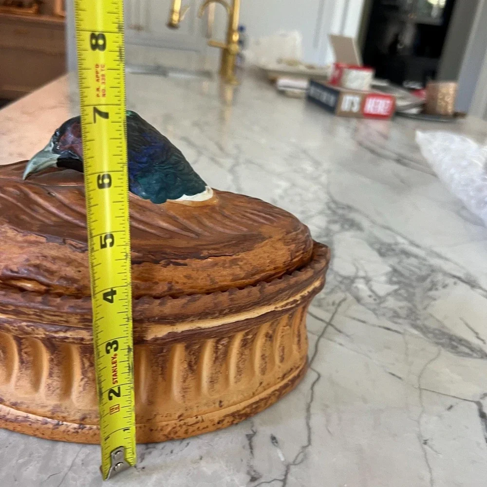 Antique Pillivuyt‎ Tureen Pie Dish with Pheasant Lid 